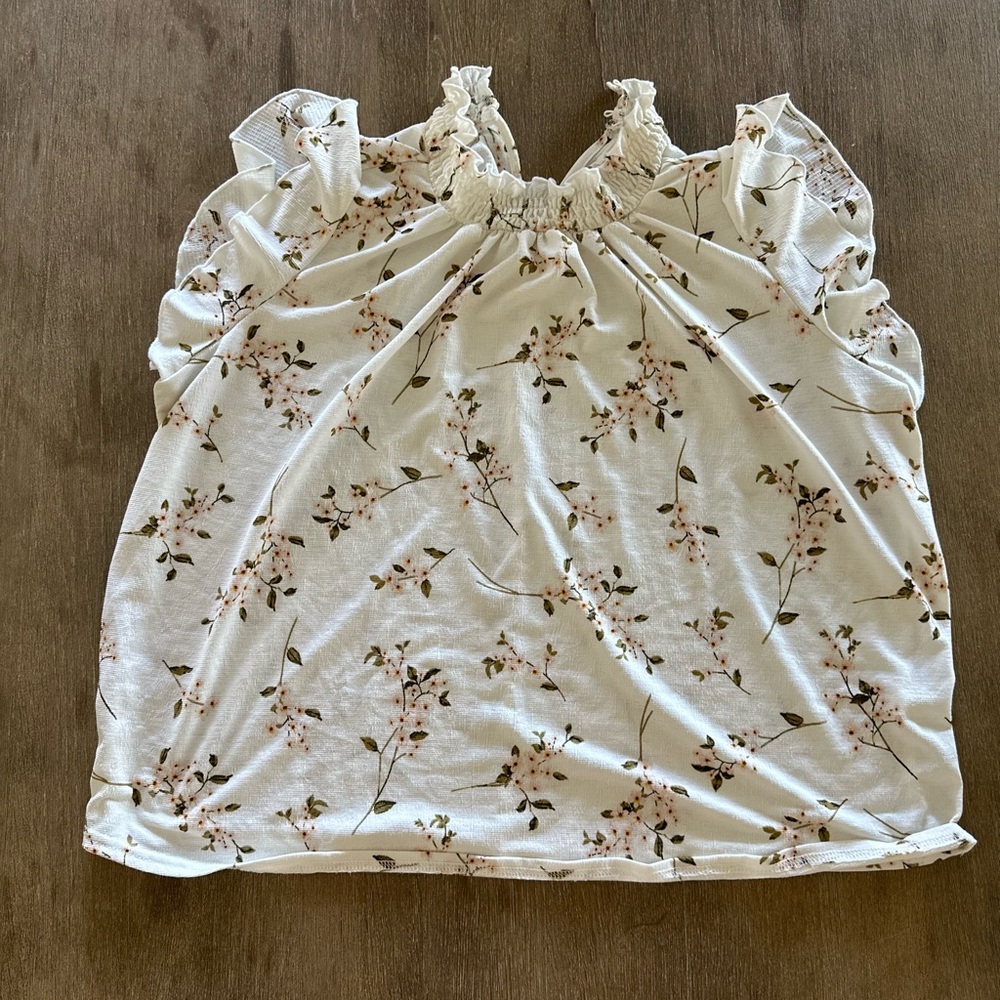 Bohemian High Ruffle Neck Flutter Sleeve Floral Top